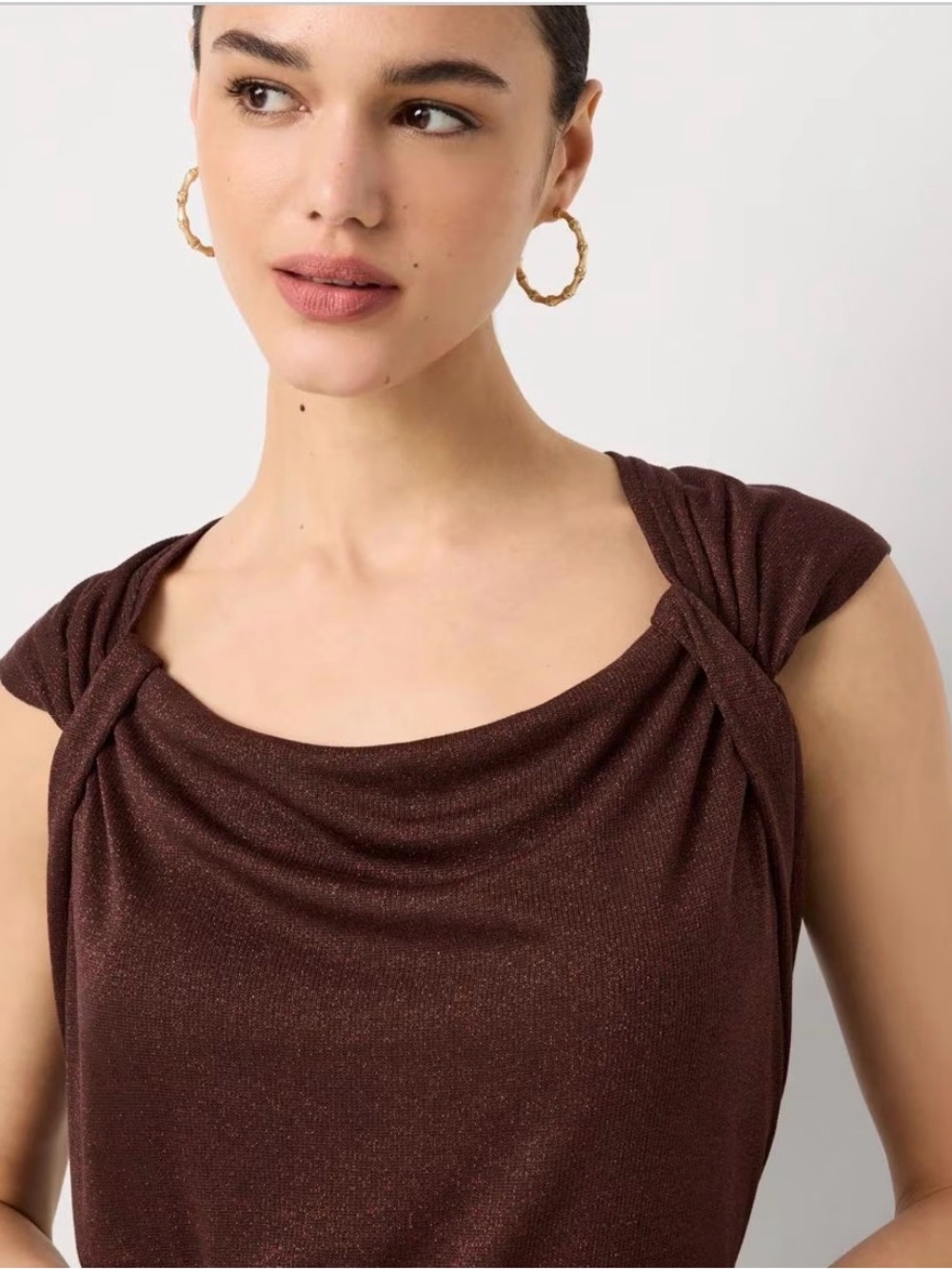 2 NWT's WHBM Metallic Knit Tank with Stylish Twist Detail on Shoulders Shimmery - Picture 5 of 14